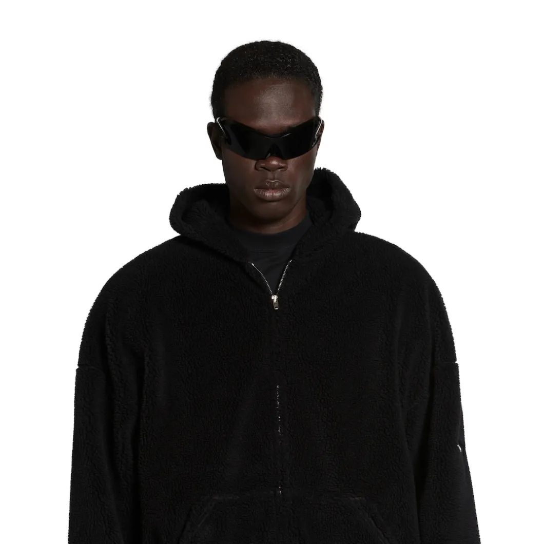 Hoodie Capospalla Oversize Con Zip in Nero