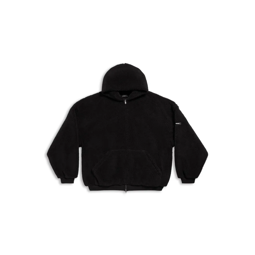 Hoodie Capospalla Oversize Con Zip in Nero