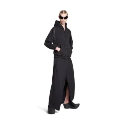 Hoodie Con Cerniera Balenciaga Paris Small Fit in Nero Délavé