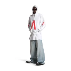 Hoodie Con Zip Balenciaga Music | Archive Series Connected Medium Fit in Grigio Chiaro/rosso