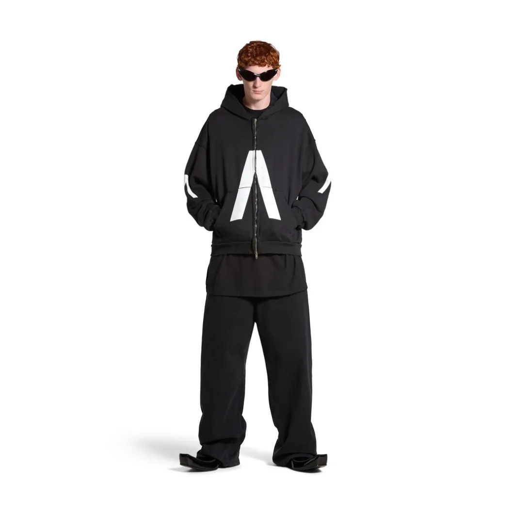 Hoodie Con Zip Balenciaga Music | Archive Series Connected Medium Fit in Nero/bianco