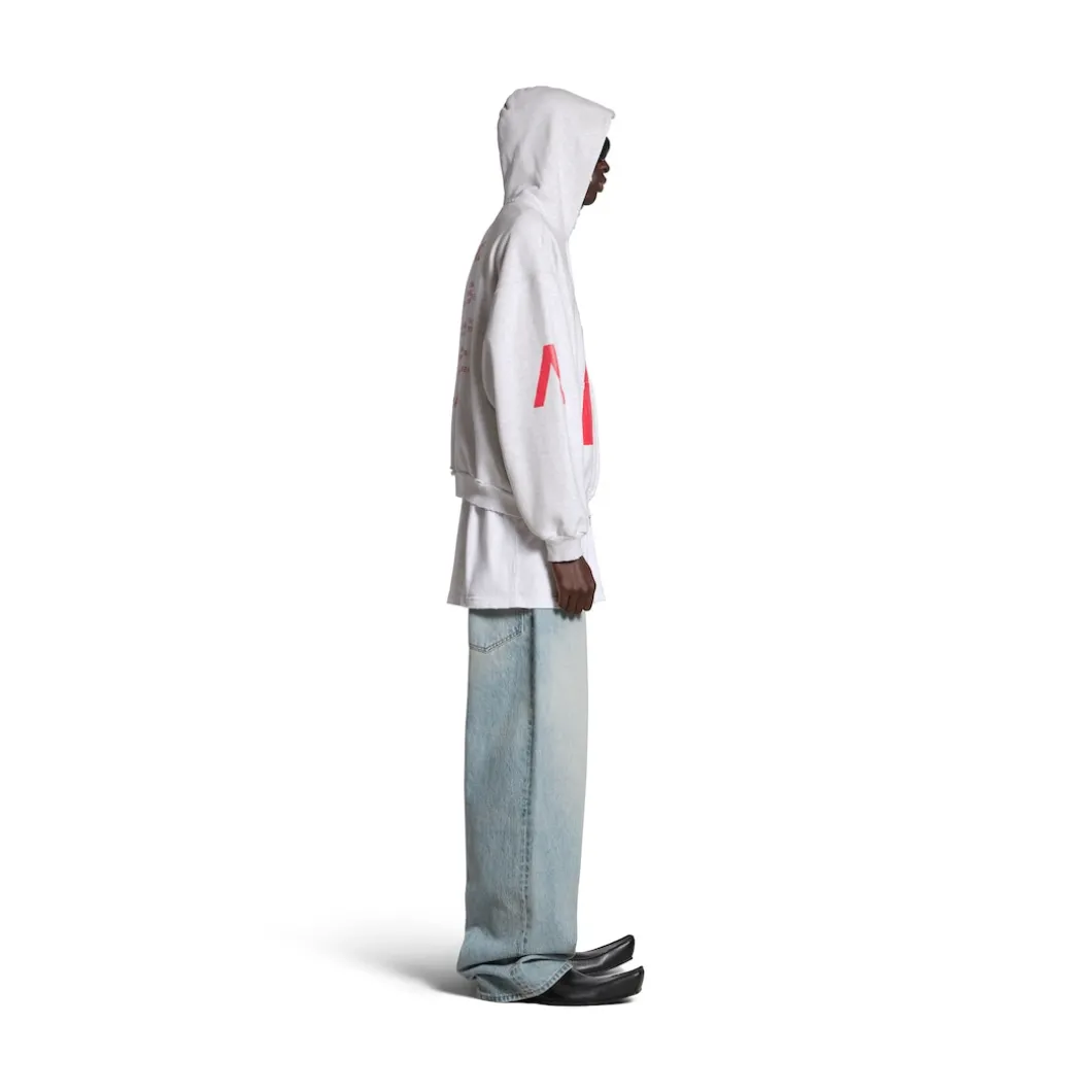 Hoodie Con Zip Balenciaga Music | Archive Series Connected Medium Fit in Grigio Chiaro/rosso