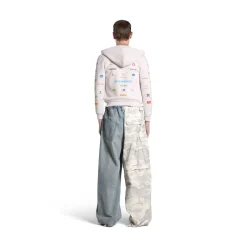 Hoodie Con Zip Business English Small Fit in Bianco Sporco