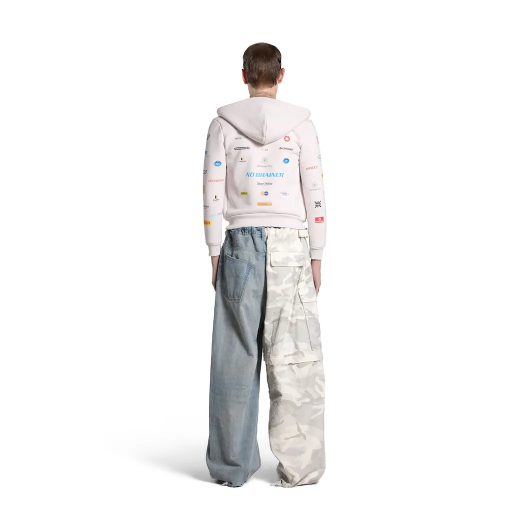 Hoodie Con Zip Business English Small Fit in Bianco Sporco