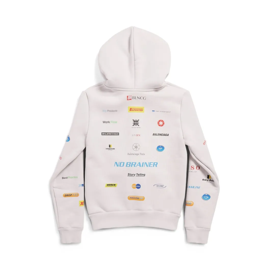 Hoodie Con Zip Business English Small Fit in Bianco Sporco