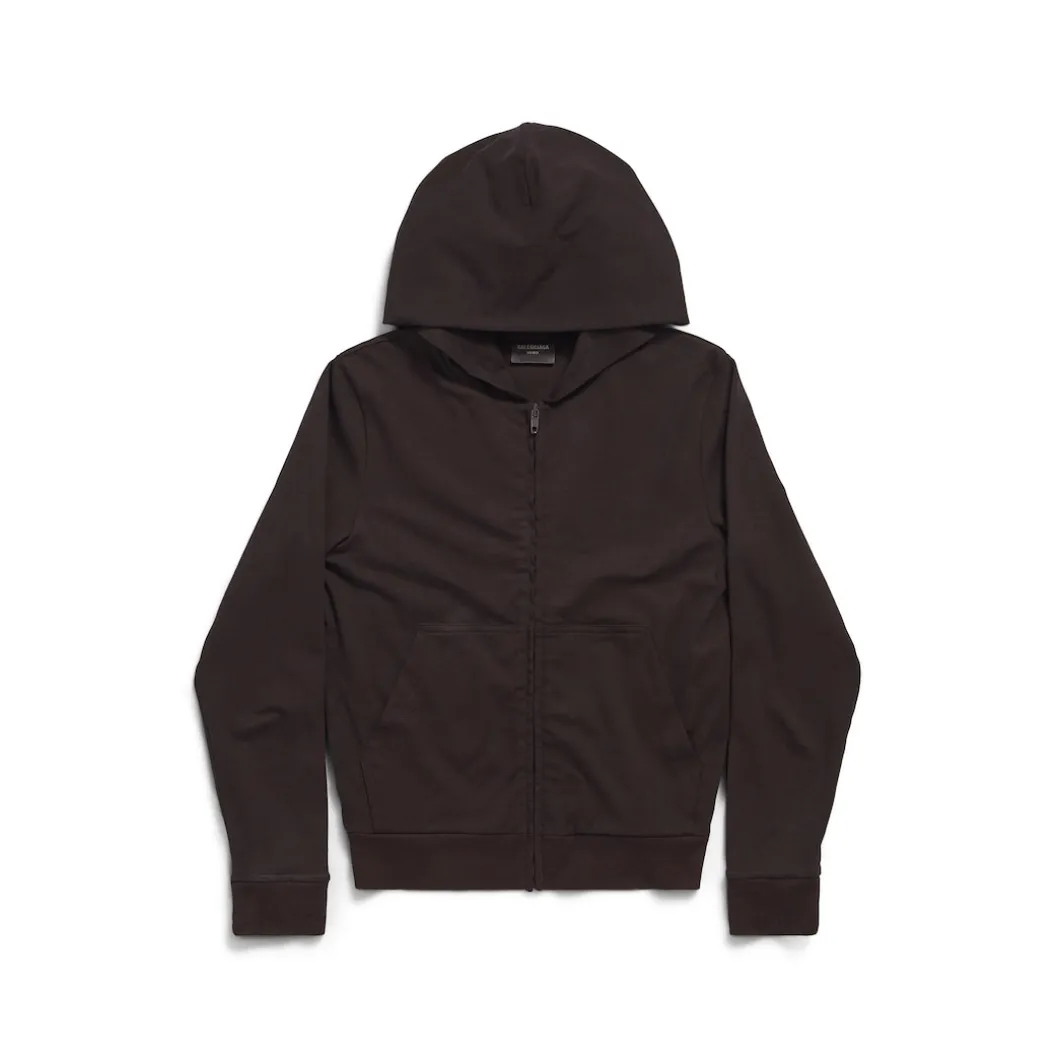 Hoodie Con Zip Slim Fit in Nero