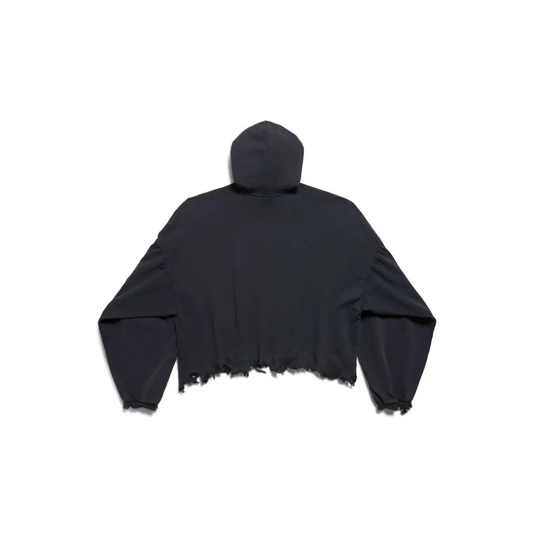 Hoodie Cropped Unity Sports Icon Oversize in Nero/bianco