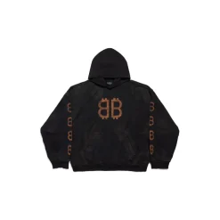 Hoodie Crypto Medium Fit in Nero Délavé