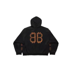 Hoodie Crypto Medium Fit in Nero Délavé