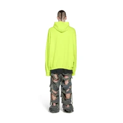 Hoodie Destroyed Caps in Giallo Fluo
