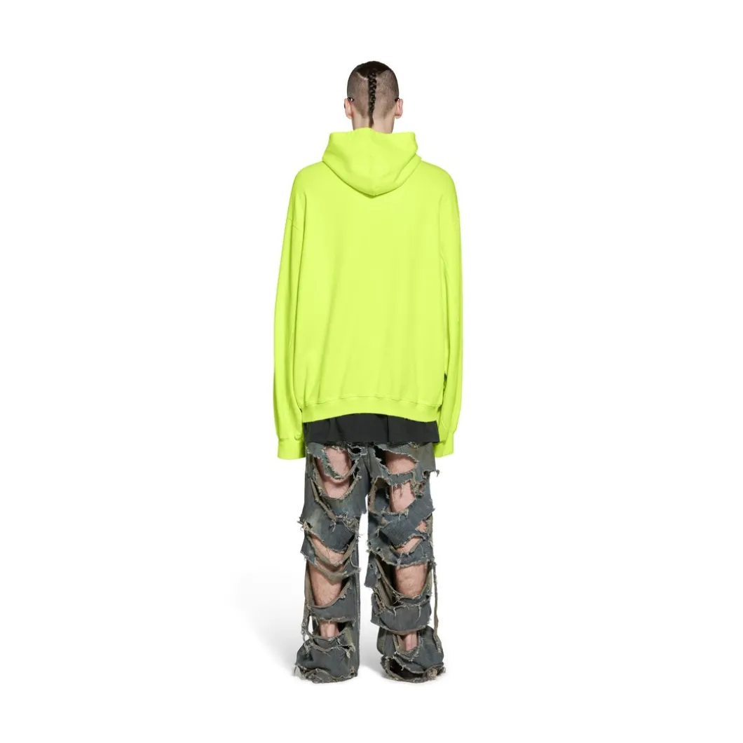 Hoodie Destroyed Caps in Giallo Fluo
