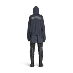 Hoodie Diy Metal Outline Oversize in Nero/bianco