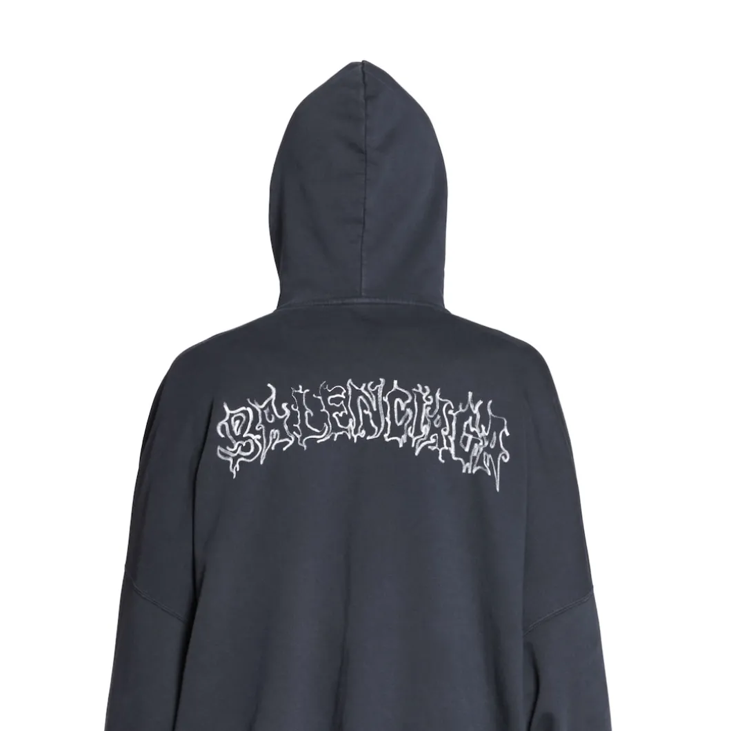 Hoodie Diy Metal Outline Oversize in Nero/bianco