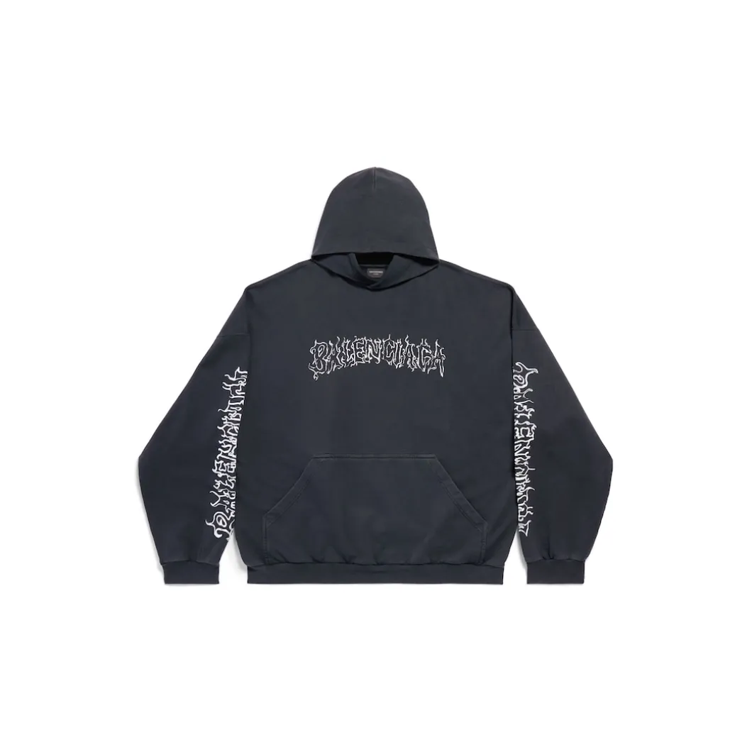 Hoodie Diy Metal Outline Oversize in Nero/bianco