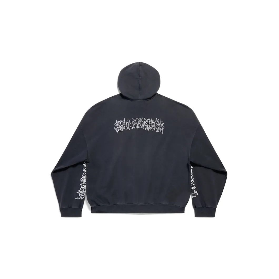 Hoodie Diy Metal Outline Oversize in Nero/bianco