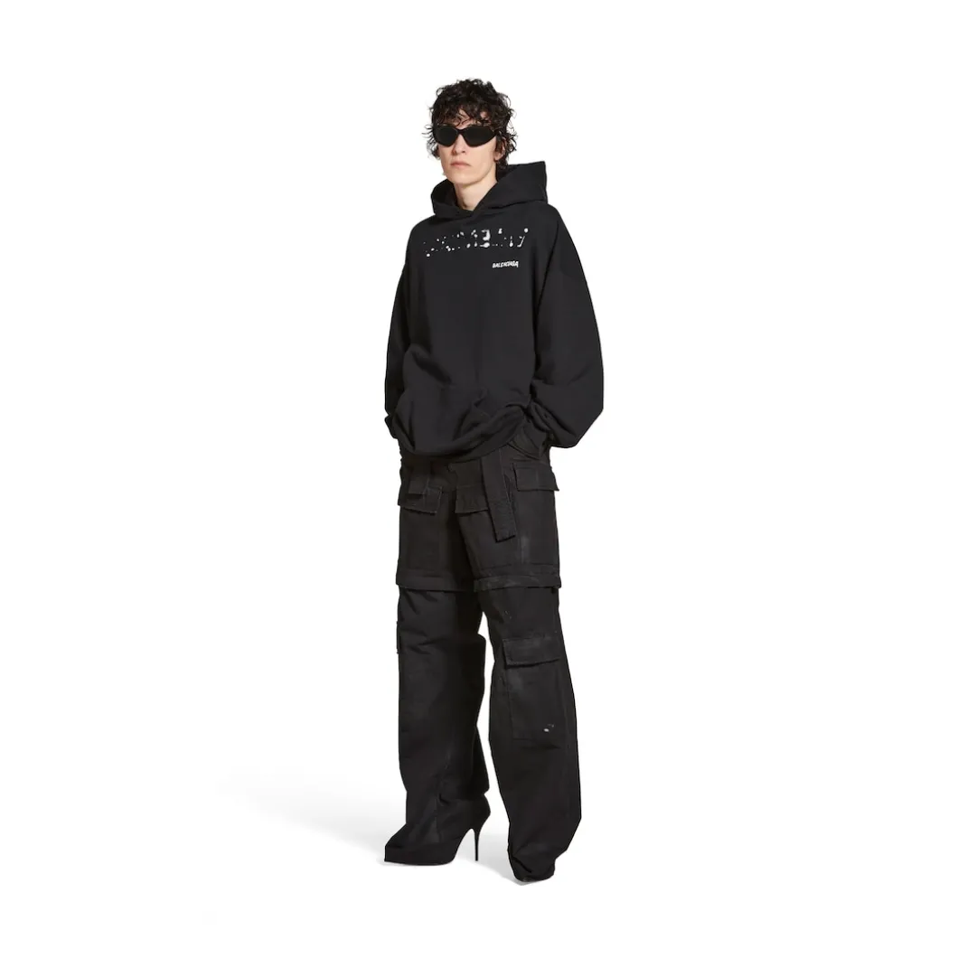 Hoodie Hand-drawn Balenciaga Medium Fit da Donna in Nero