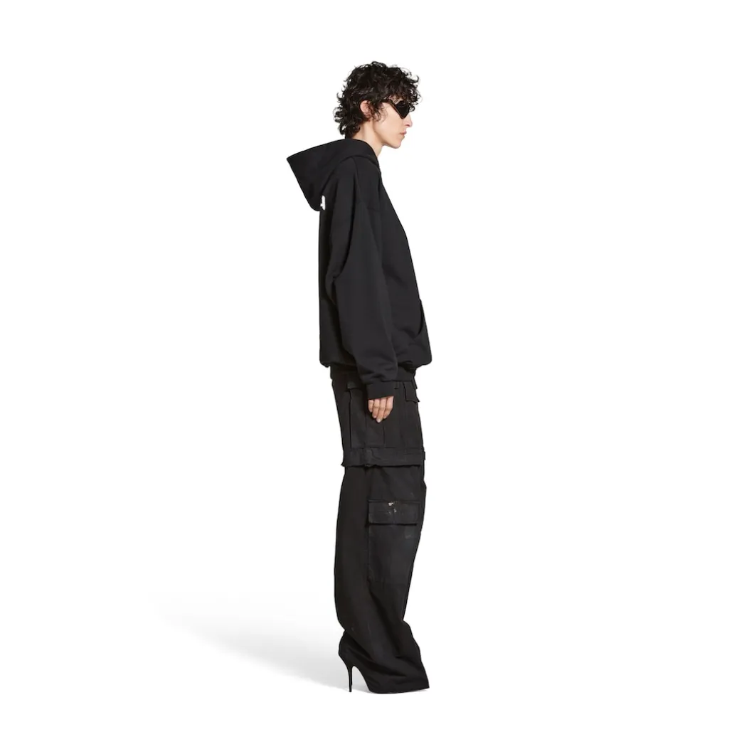 Hoodie Hand-drawn Balenciaga Medium Fit da Donna in Nero