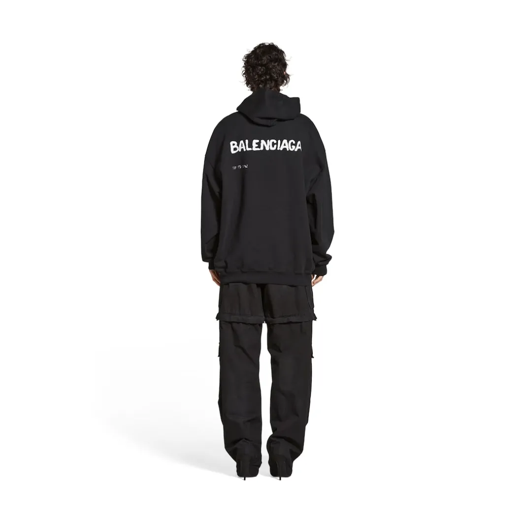 Hoodie Hand-drawn Balenciaga Medium Fit da Donna in Nero