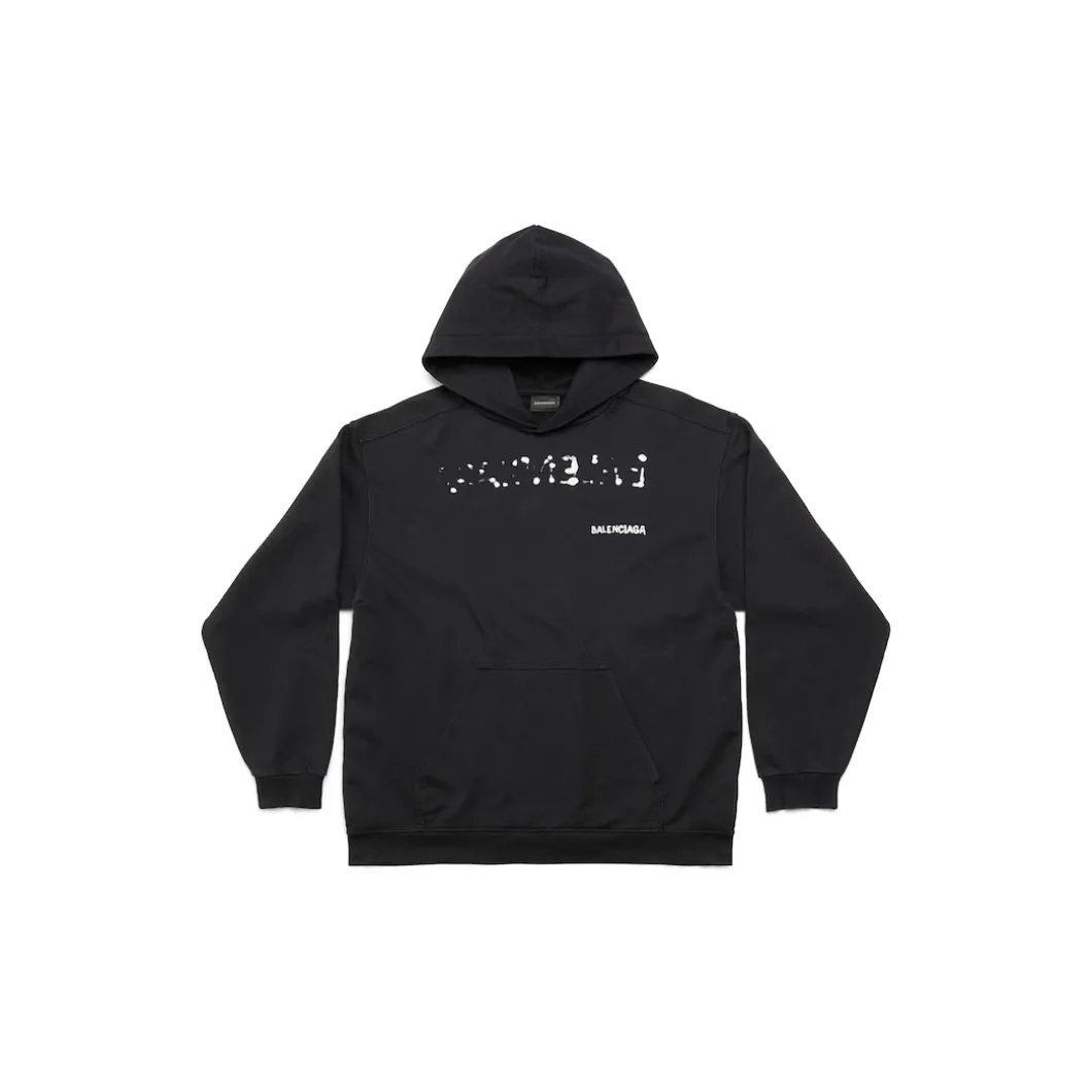 Hoodie Hand-drawn Balenciaga Medium Fit da Donna in Nero