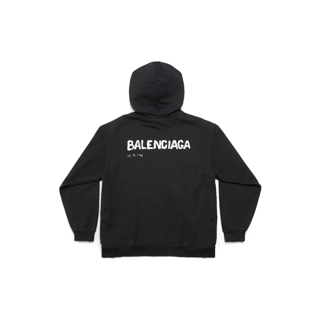 Hoodie Hand-drawn Balenciaga Medium Fit da Donna in Nero