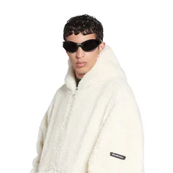 Hoodie Outerwear Con Zip in Beige Chiaro