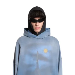 Hoodie Paris Moon Oversize in Blu