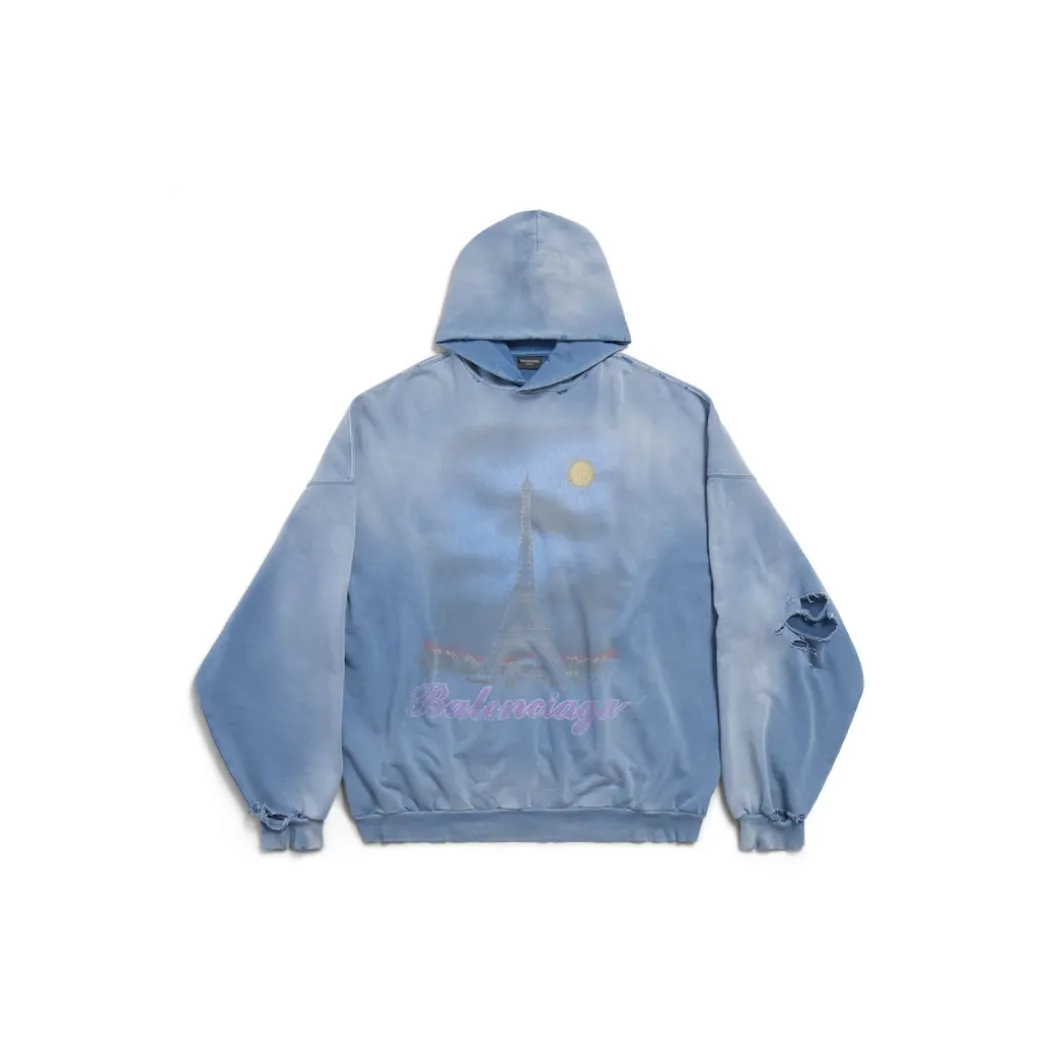 Hoodie Paris Moon Oversize in Blu