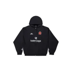 Hoodie Paris Soccer Con Zip Medium Fit in Nero/bianco