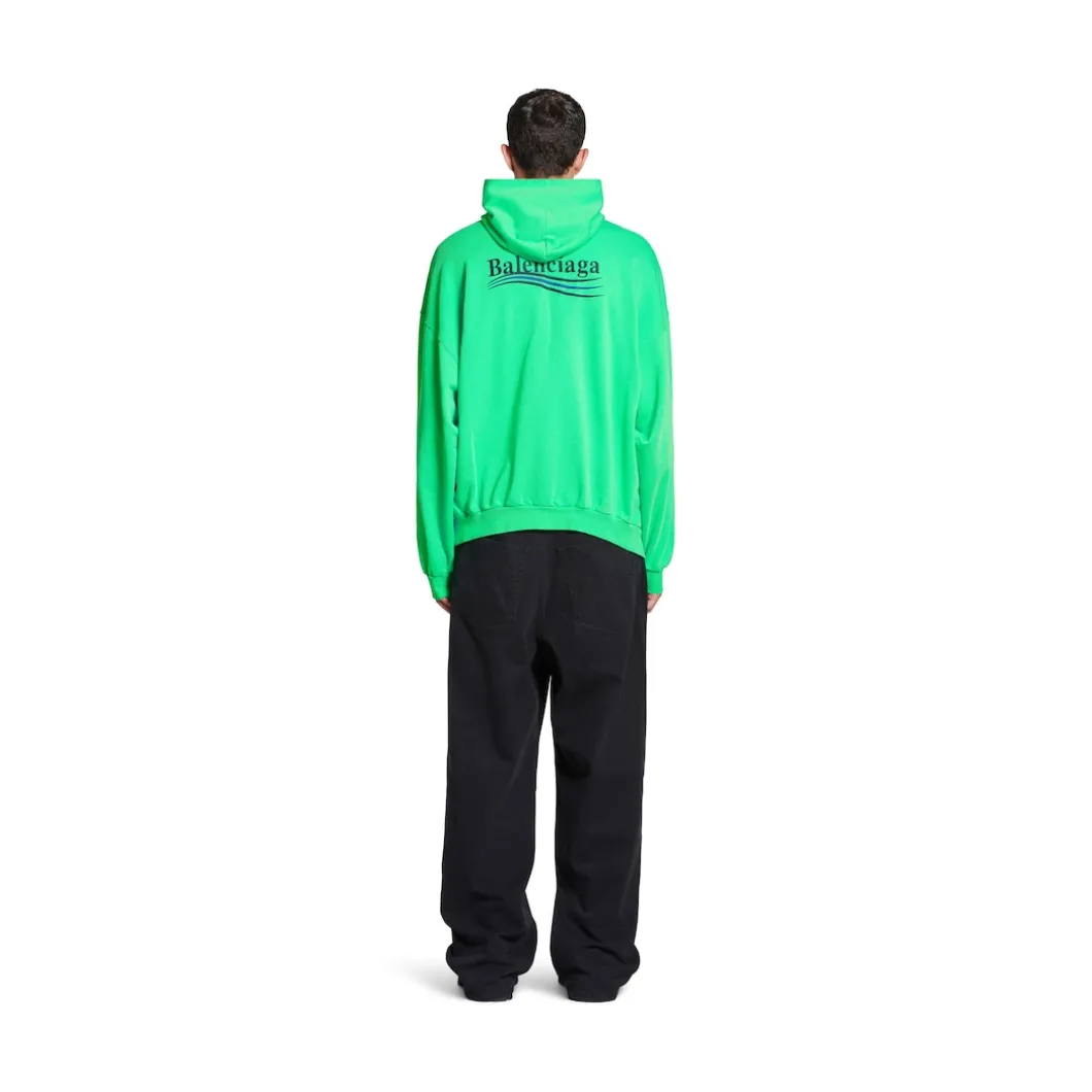 Hoodie Political Campaign Oversize in Verde/nero/blu