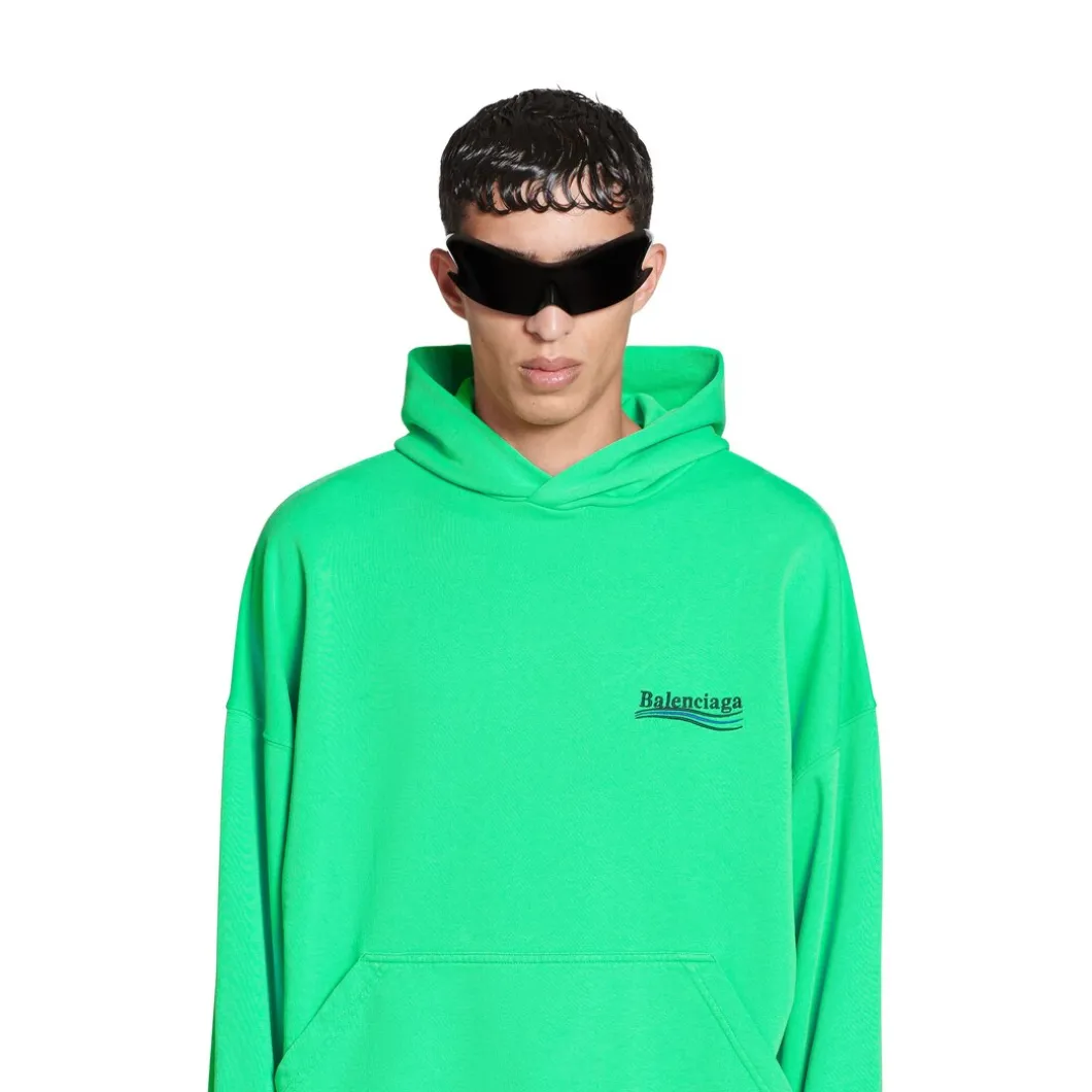 Hoodie Political Campaign Oversize in Verde/nero/blu