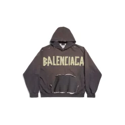 Hoodie Ripped Pocket Tape Type Large Fit in Grigio Scuro