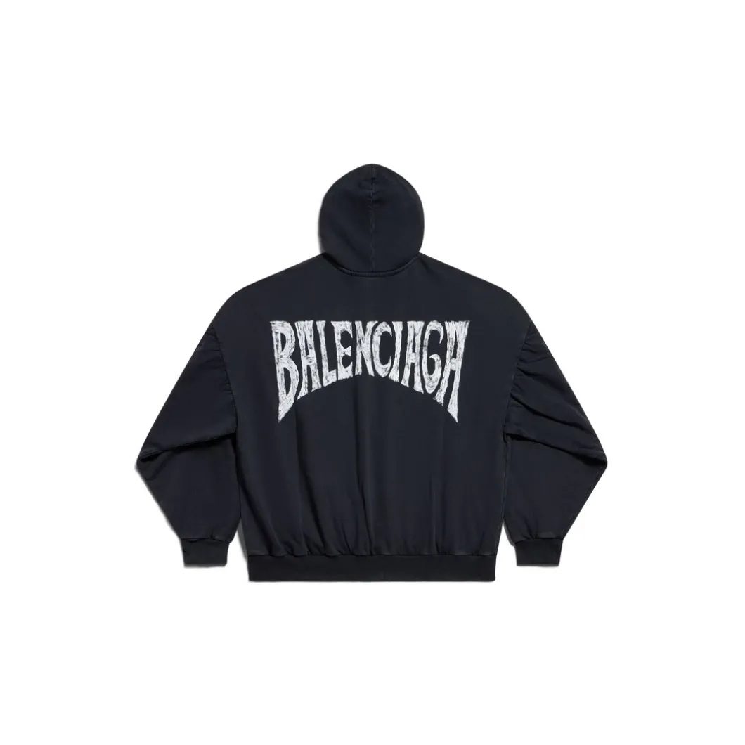Hoodie Round Paris Tropical Oversize in Nero/bianco