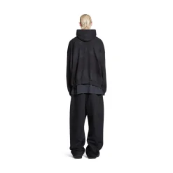 Hoodie Skater Oversize in Nero Délavé
