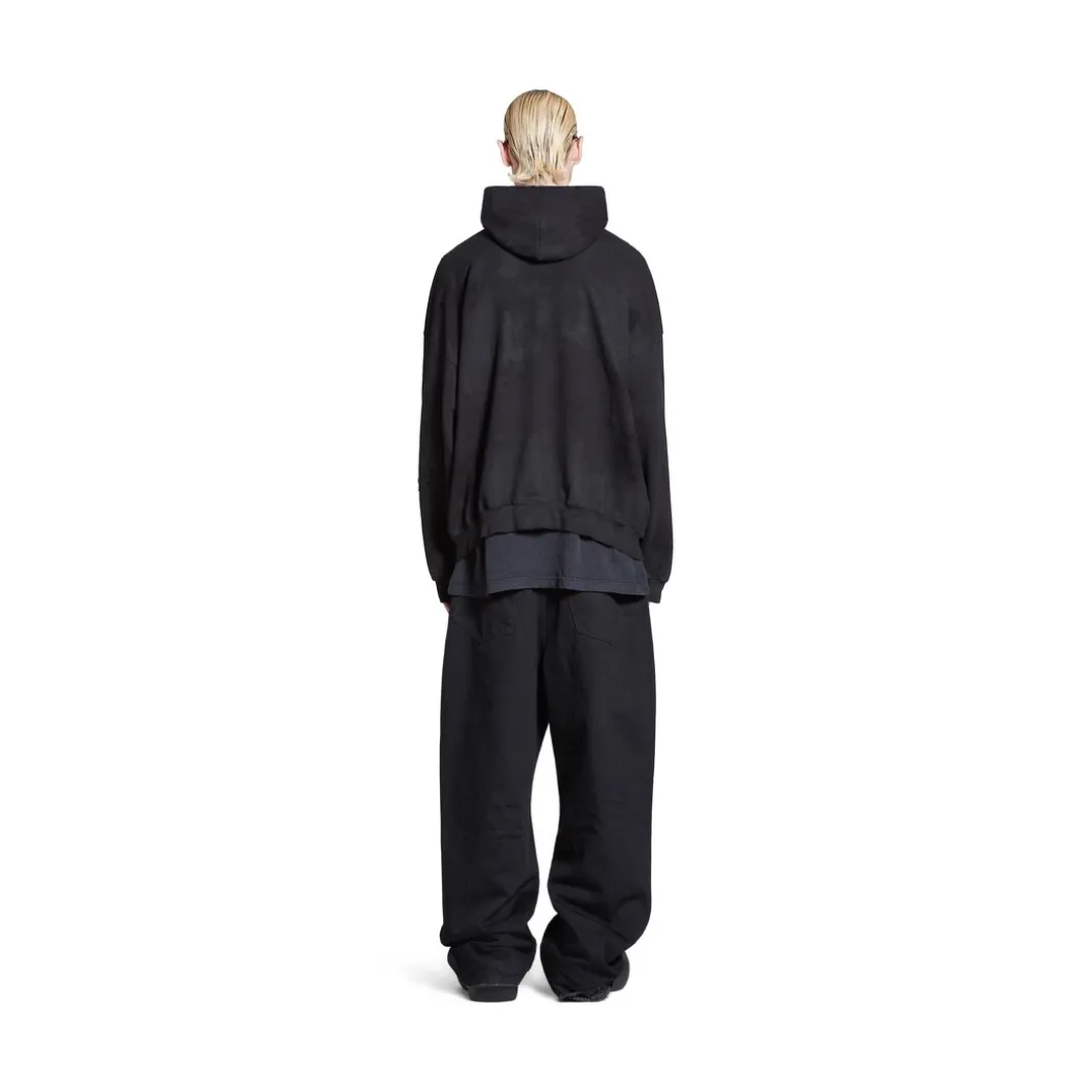 Hoodie Skater Oversize in Nero Délavé