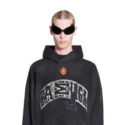 Hoodie Skater Oversize in Nero Délavé