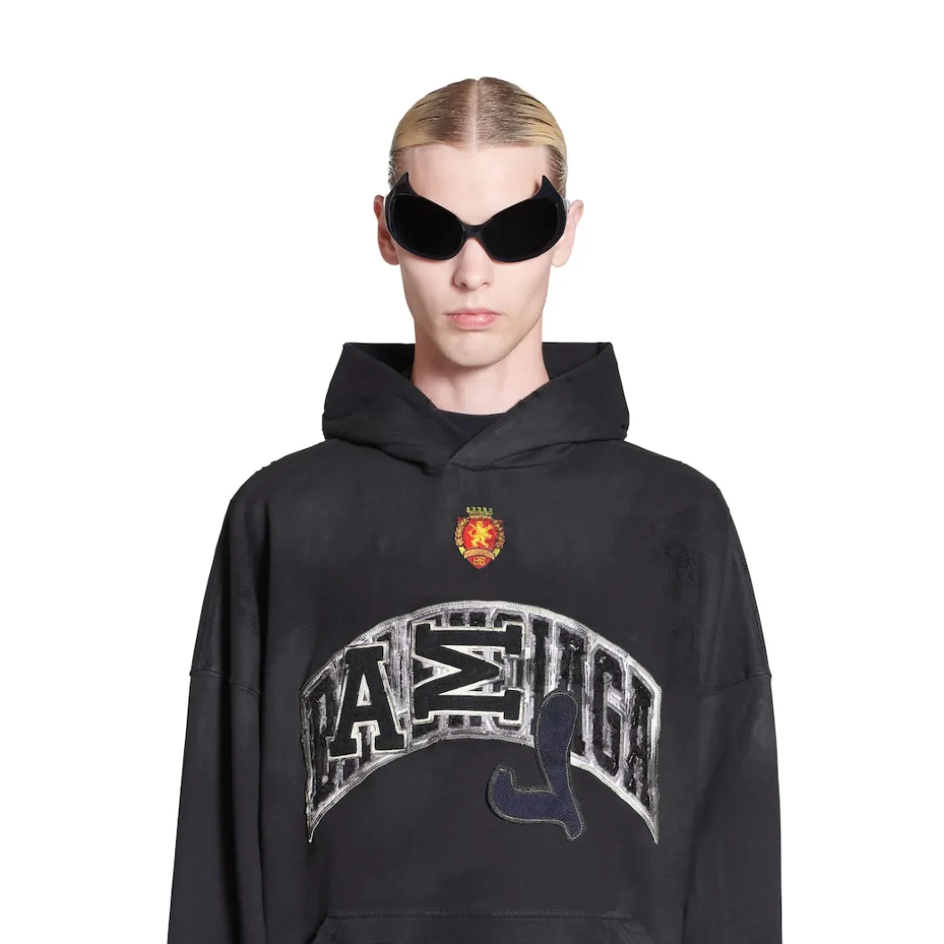 Hoodie Skater Oversize in Nero Délavé