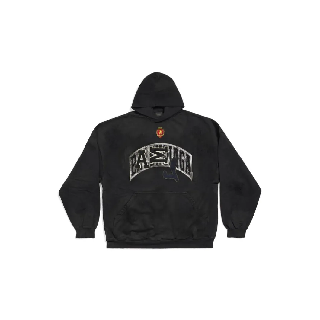 Hoodie Skater Oversize in Nero Délavé