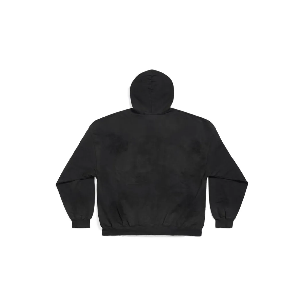 Hoodie Skater Oversize in Nero Délavé
