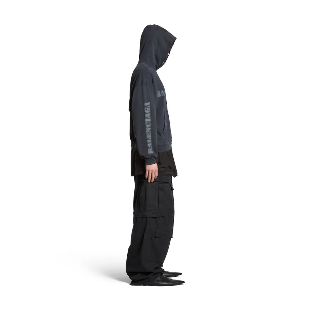Hoodie Stencil Type Medium Fit in Nero