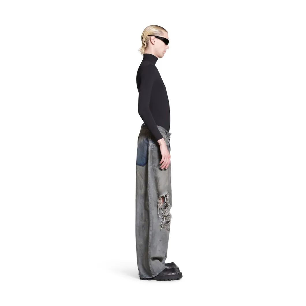 Jeans Baggy Con Tasche Patched in Blu