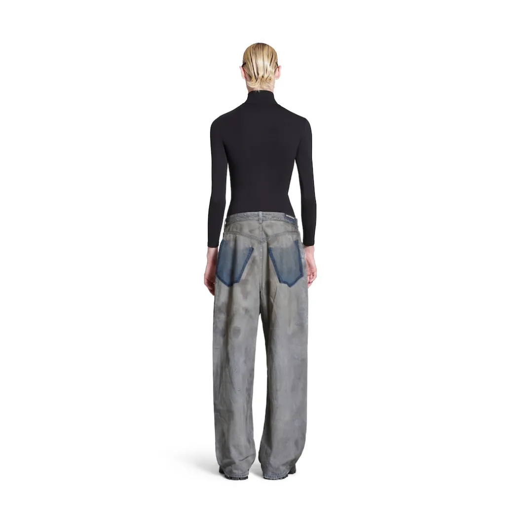 Jeans Baggy Con Tasche Patched in Blu