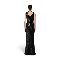 Maxi Abito Ricamato da Donna in Nero