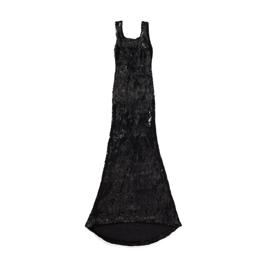 Maxi Abito Ricamato da Donna in Nero