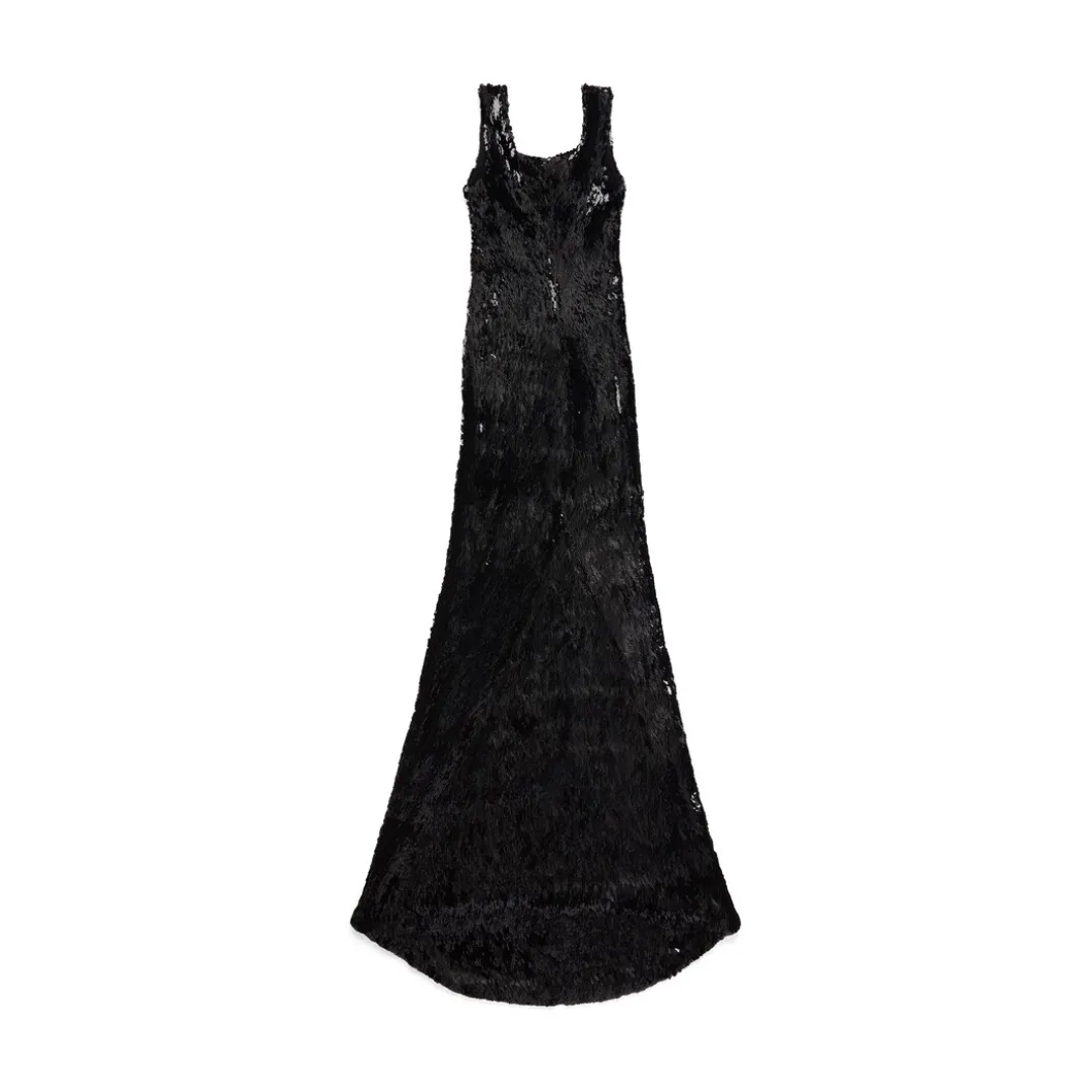 Maxi Abito Ricamato da Donna in Nero