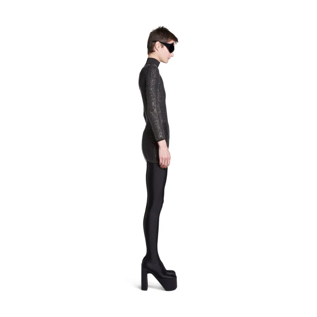 Mini Abito Crystal Mesh da Donna in Nero