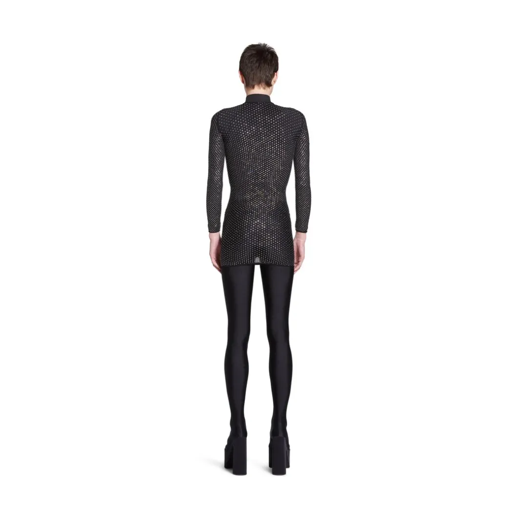 Mini Abito Crystal Mesh da Donna in Nero