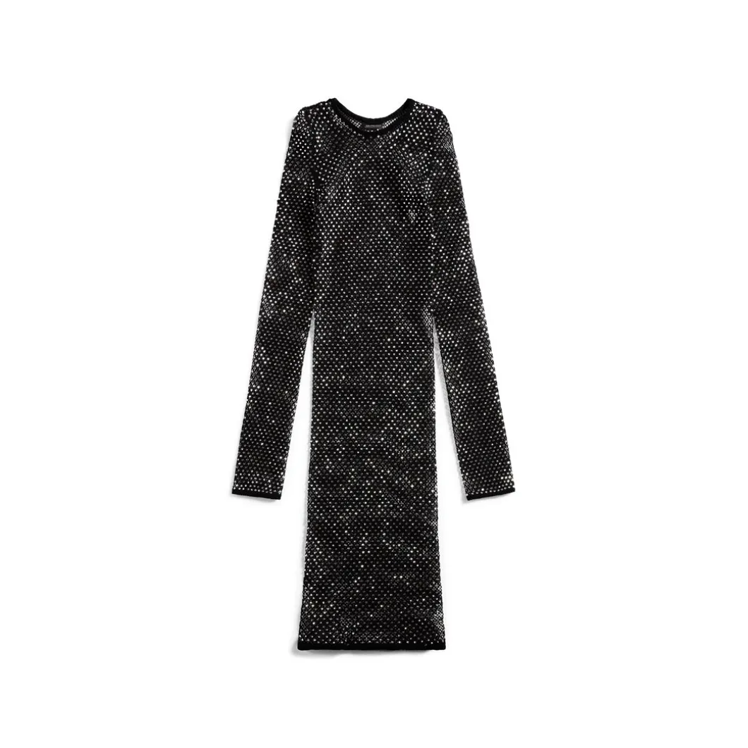 Mini Abito Crystal Mesh da Donna in Nero