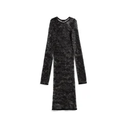 Mini Abito Crystal Mesh da Donna in Nero