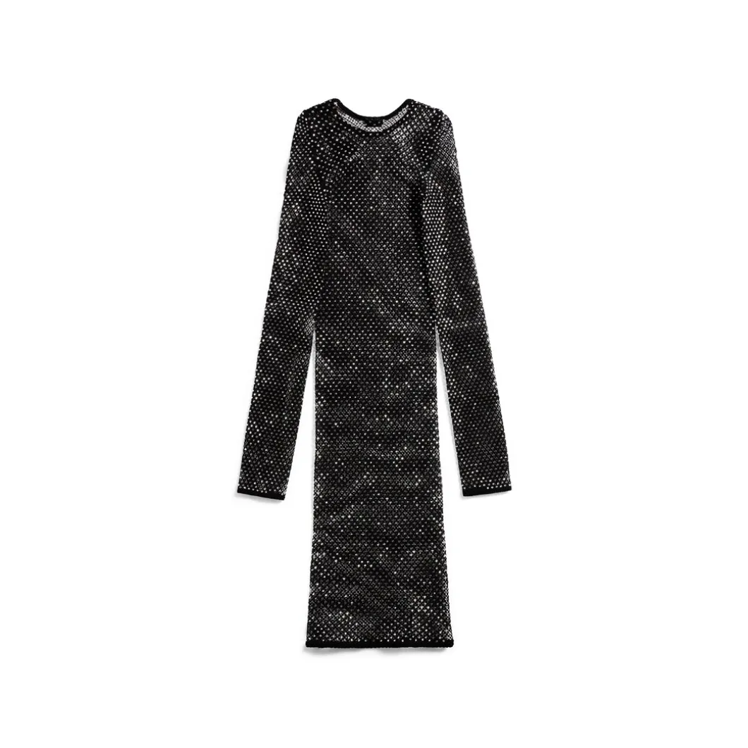 Mini Abito Crystal Mesh da Donna in Nero