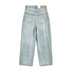 Pantaloni Baggy Denim Size Sticker in Blu